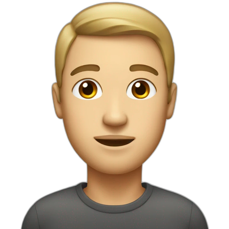 A guy with an oval head, short hair and plump lips emoji
