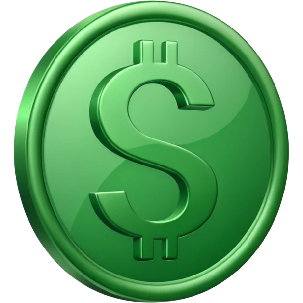 Cashapp emoji, a green dollar symbol with white background, no faces emoji