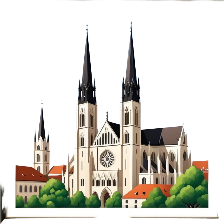 Zagreb Cathedral Landmark Emoji – Depicting its Gothic architecture and twin spires. emoji