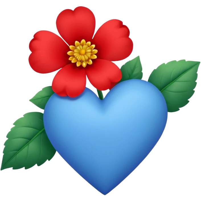 blue heart with one flower emoji