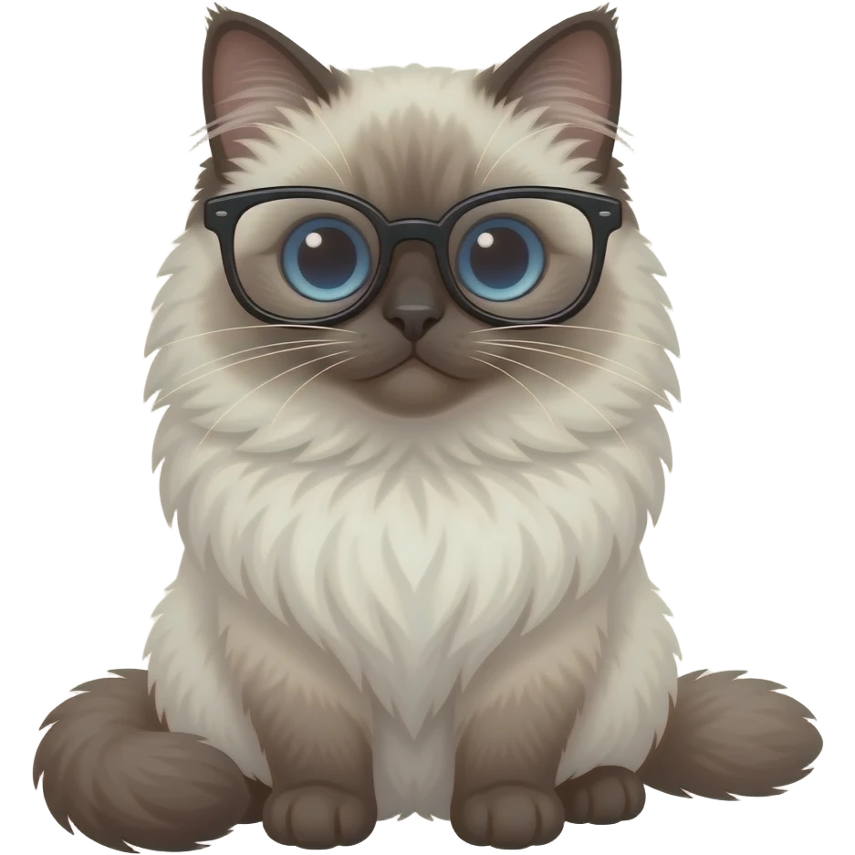 dollrag cat with nerd glasses emoji