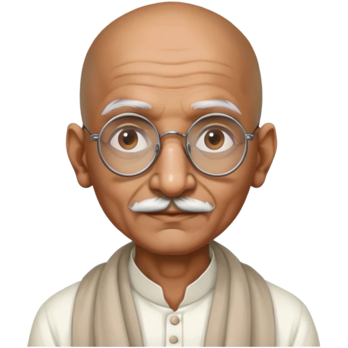 Mahatma Gandhi, Indian freedom fighter with round glasses and bald head emoji