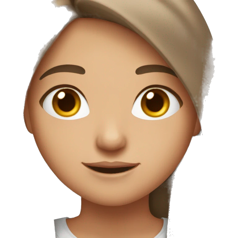 a girl with brown eyes and brown hair with behind people that love her emoji