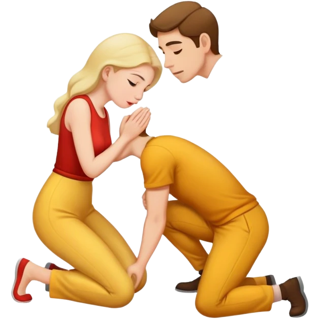 Девушка сосет парню стоя на коленях  emoji