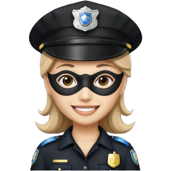 thief with police hat, thief mask, thief black dress. emoji