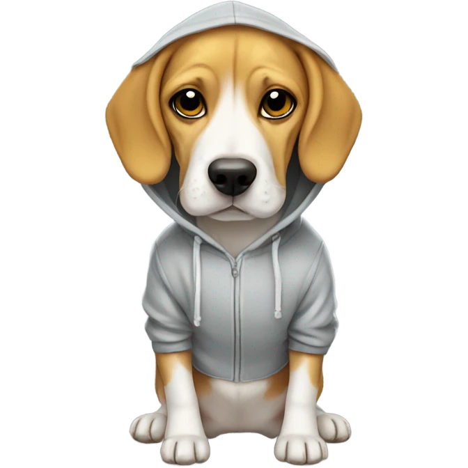 Lemon Beagle wearing a hoodie emoji
