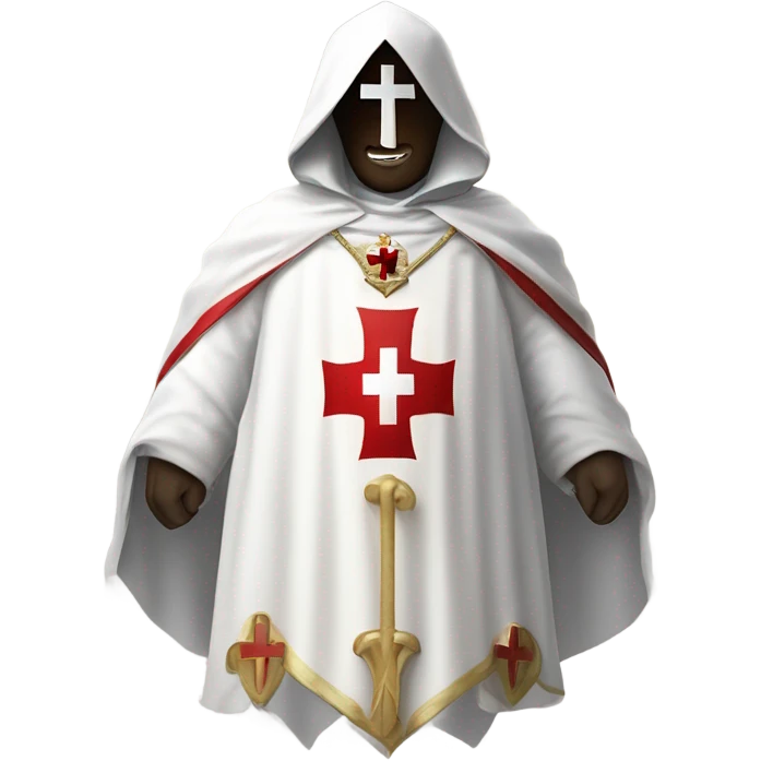 Masonic knight Templar wearing a white tunic with a Red Cross on the front, a white mantle with a hood. And a Red Cross on the left side emoji