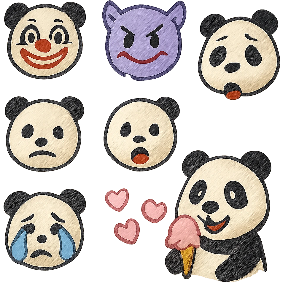 Panda eating ice cream emoji