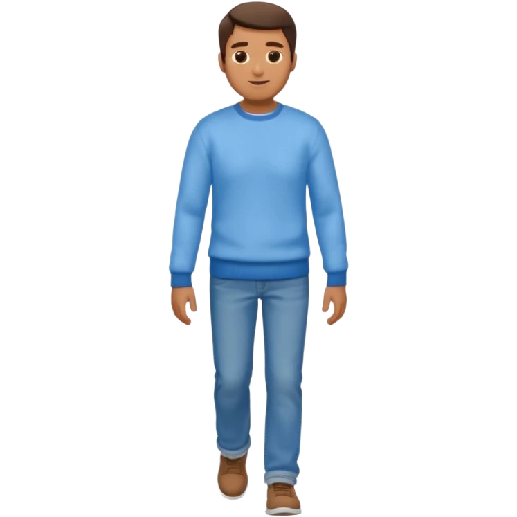 man with blue jean light blue sweater walking emoji
