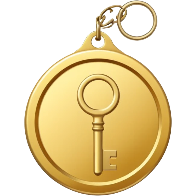 a gold medal with a key engraved on it emoji