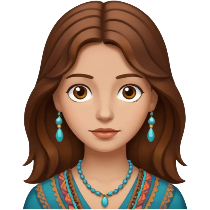 Bohemian woman with brown hair emoji