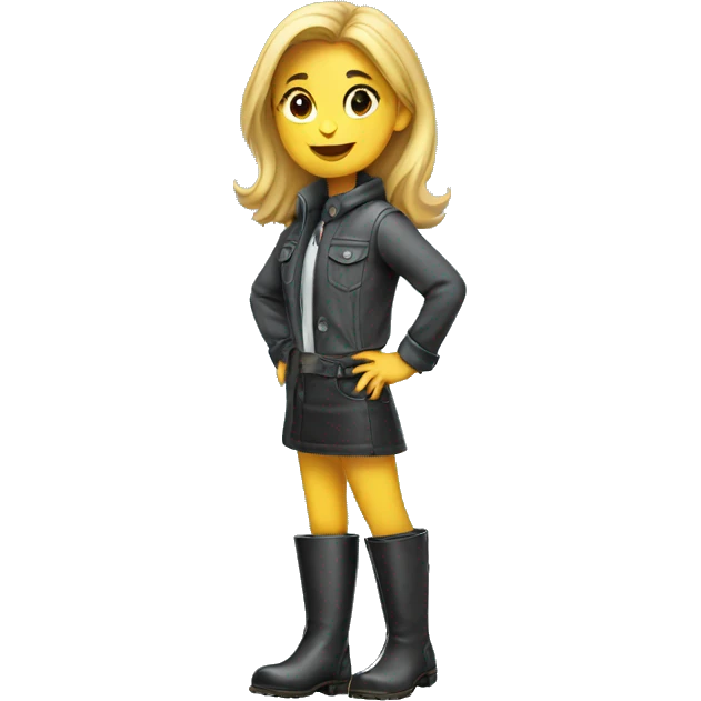 girl in  shiny boots pointing emoji