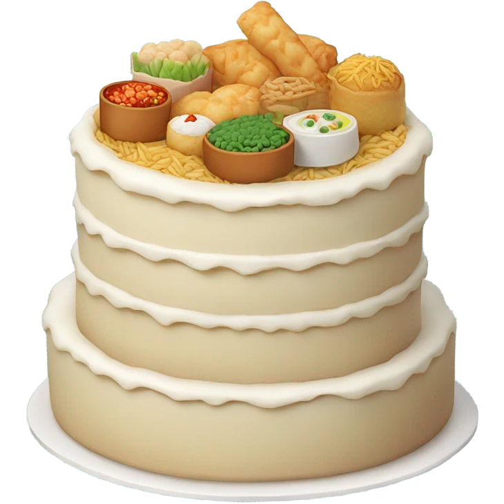 Cake made out of Chinese food emoji