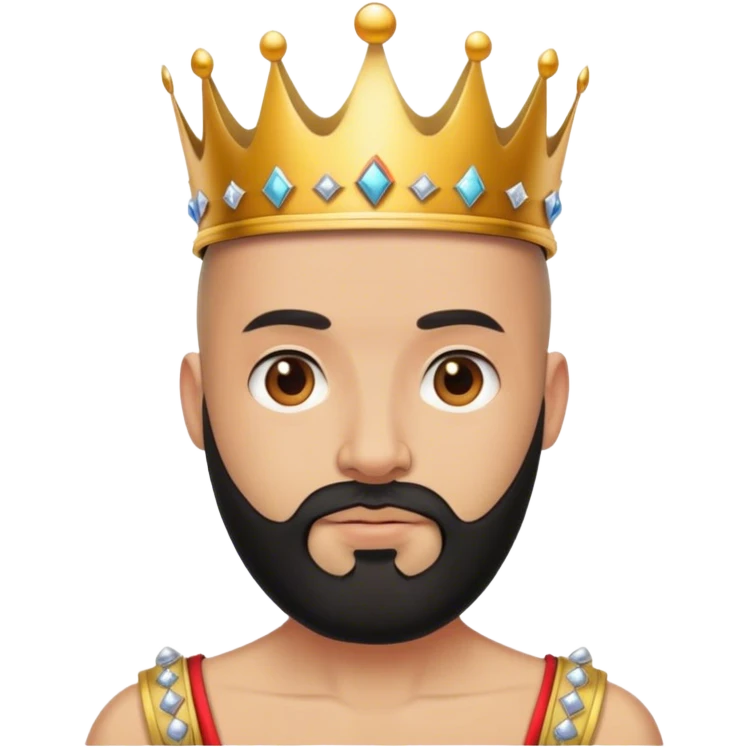 bald guy with black beard and a crown emoji