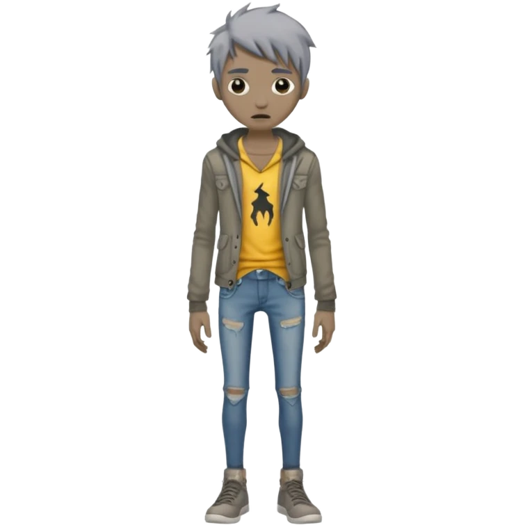Mutant tall skinny gray realistic emoji