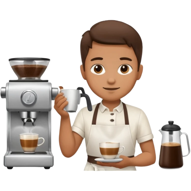 Белый бариста делает кофе emoji