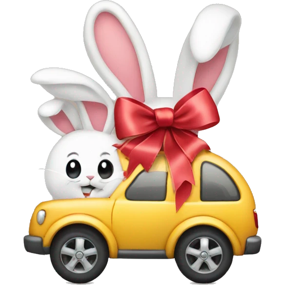 ribbon on bunny with carro emoji