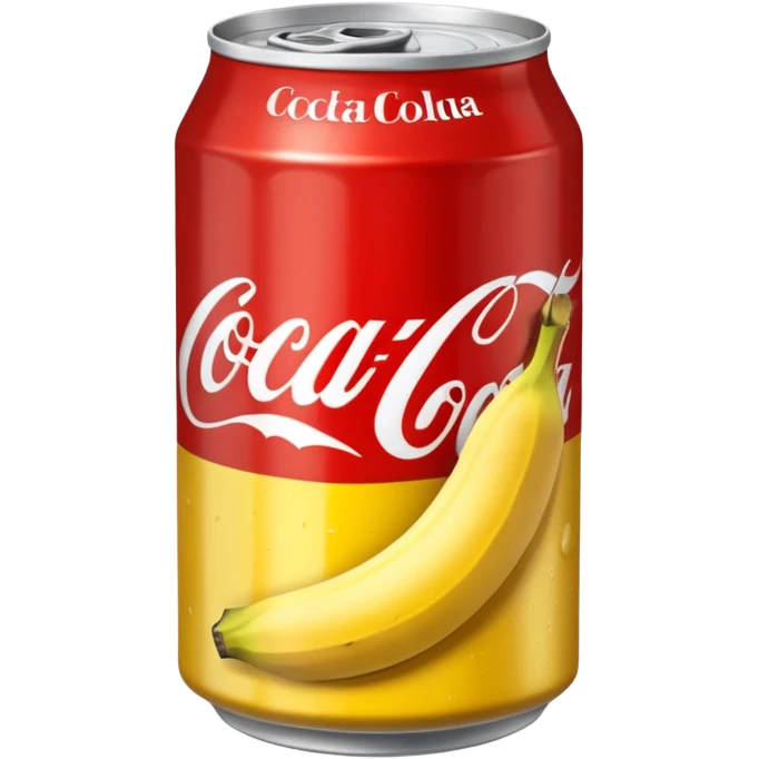 Create a can of coca cola vanilla with a banana color  emoji
