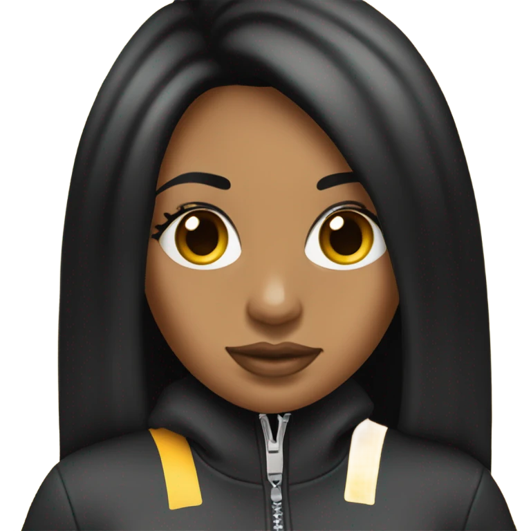 Tanned woman with long black hair, dressed in y2k  hair, makeup, and juicy couture tracksuit attire emoji