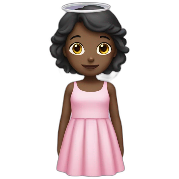 girl no face wearing pink dress and angel wings emoji