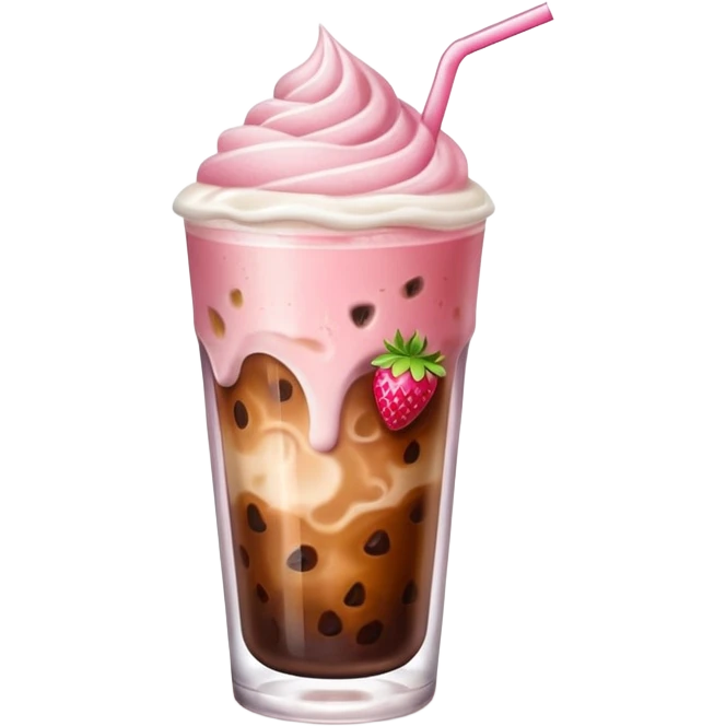 Iced coffee with strawberry cold foam  emoji