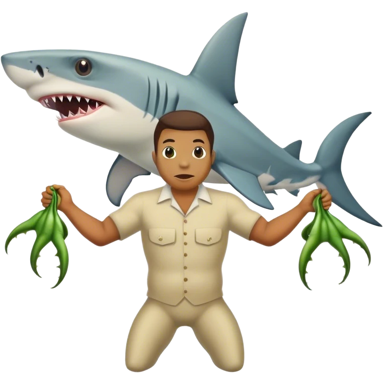 shark with man head and frog legs  emoji