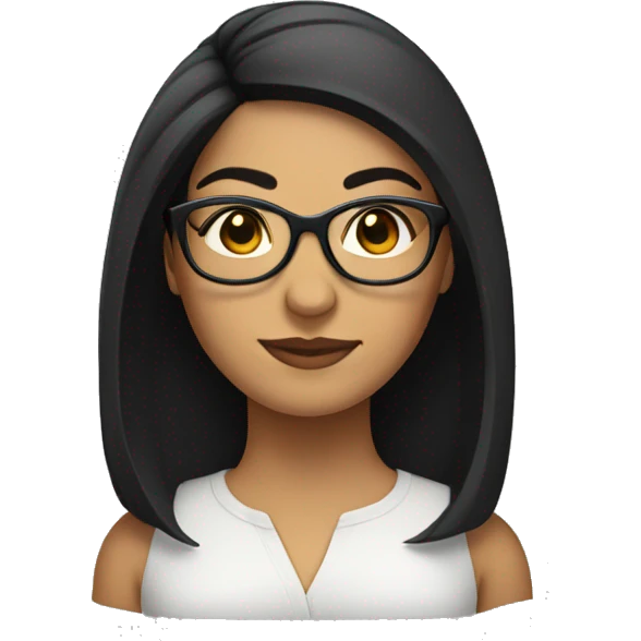 Hispanic woman with short straight black hair and glasses and round face emoji