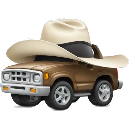 car wearing white cowboy hat emoji
