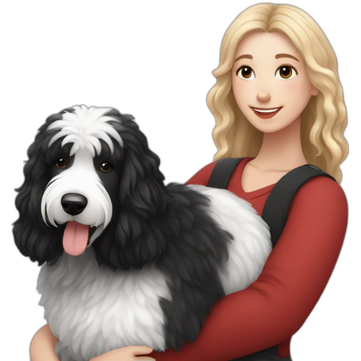 black-sheepadoodle-having-a-really-big-cuddle-with-white-lady-with-red-long-hair emoji