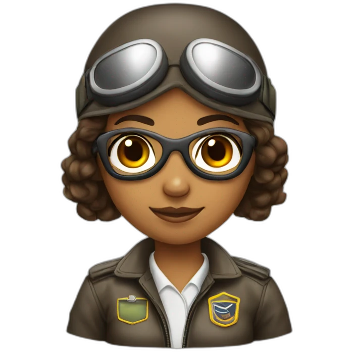 young brown female Boing pilot with sunglasses emoji