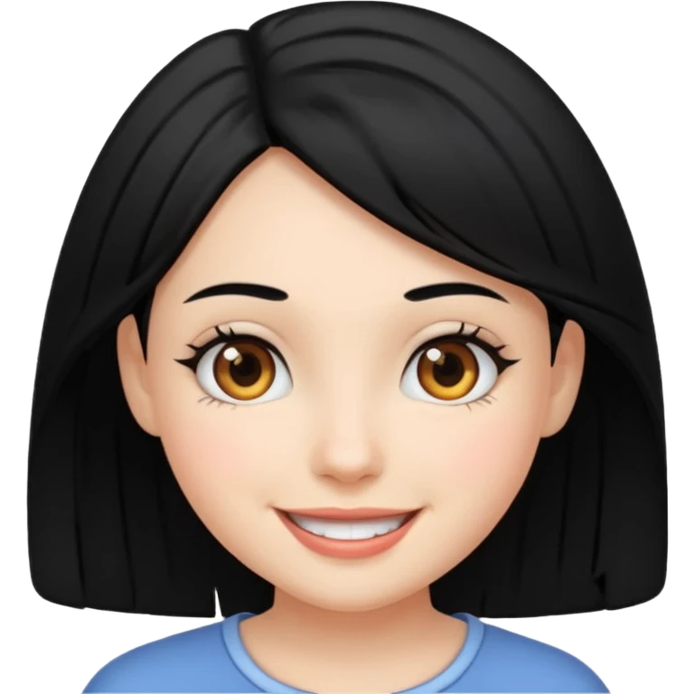 Girl with black hair smiling  emoji