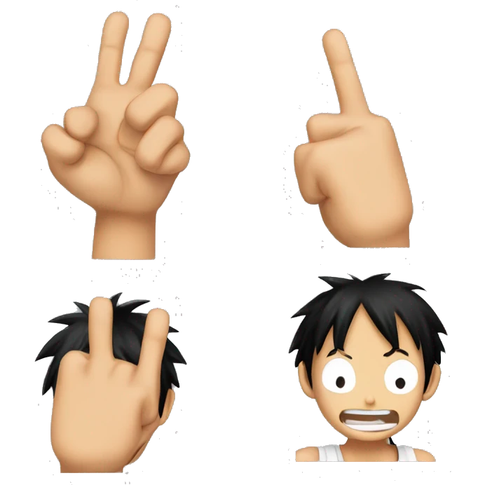luffy hands up straigt two choices emoji