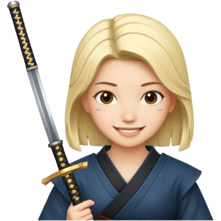 smiling girl with katana emoji