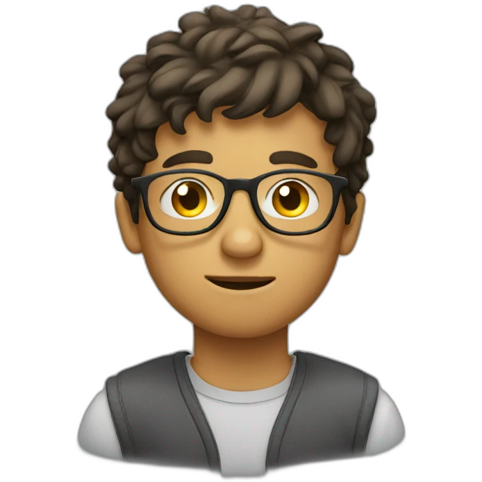 Young man wearing glasses thinking about something emoji