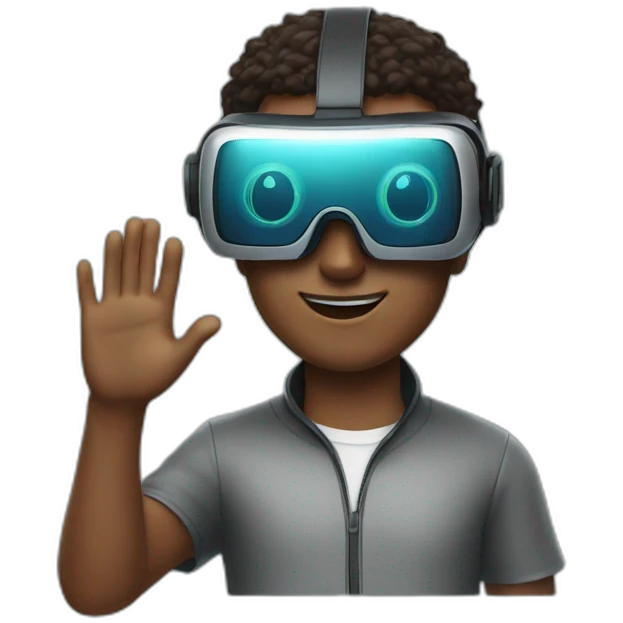 men wearing virtual reality glasses emoji