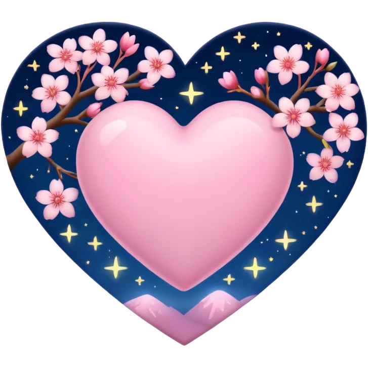 heart with sakura and a twinkling night sky emoji