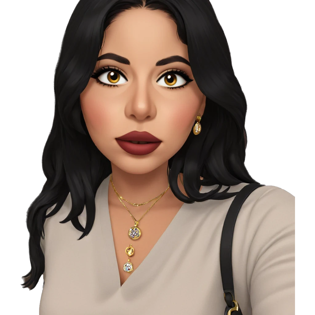 black haired girl with jewelry emoji