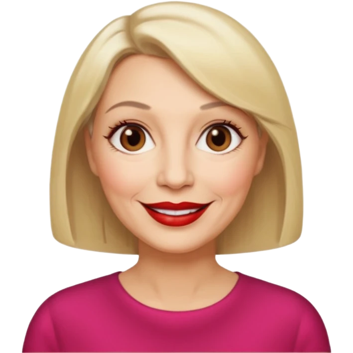 FEMME 60 ANS CHEVEUX CARRé blonds yeux marrons sourrir emoji