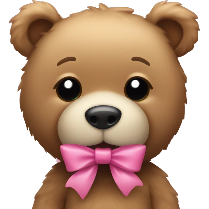 Teddy bear with pink bow paws on mouth  emoji