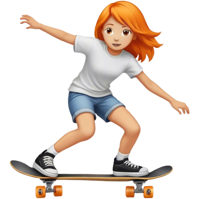 An orange hair girl skateboarding emoji