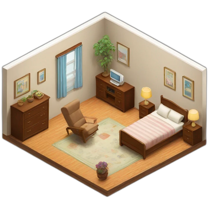 apartment interior isometric emoji