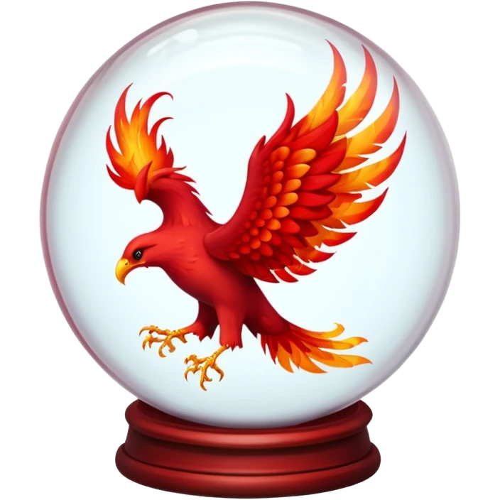A red fiery phoenix inside a transparent crystal ball with no stand emoji