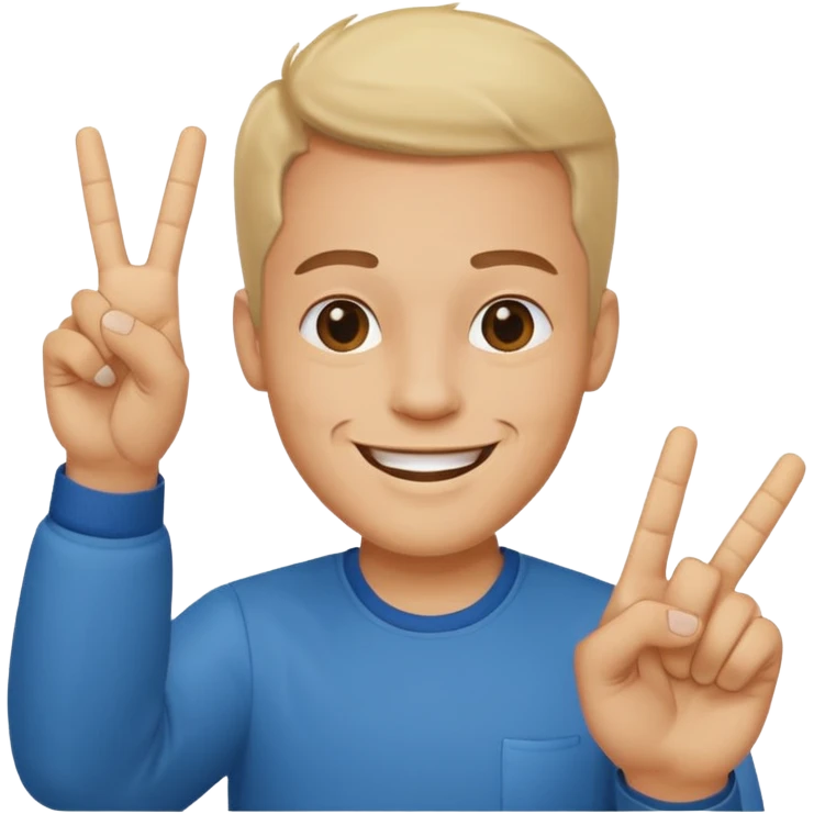 memoji face iphone: men, a solo hiker with happy face and a piece handsign emoji