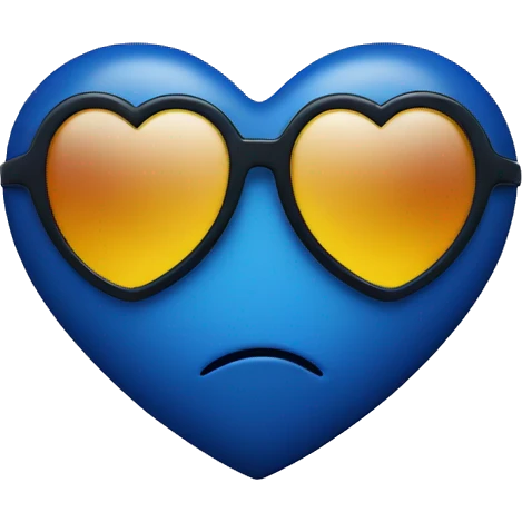 Indigo heart with face and sunglasses emoji