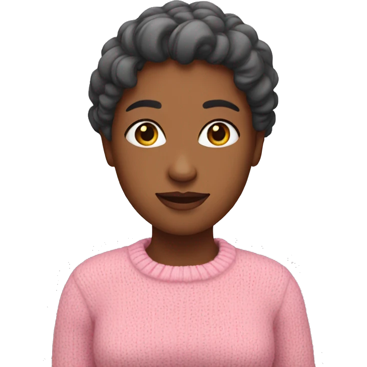 A woman wearing a cute pink sweater. emoji