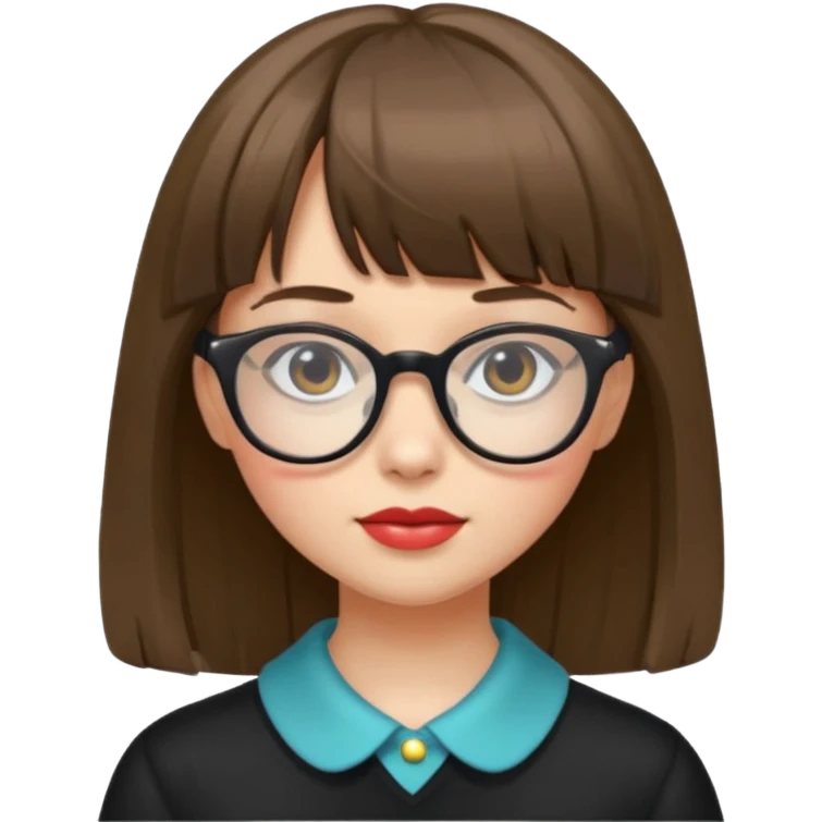 girl with bangs with glasses and accessorised emoji