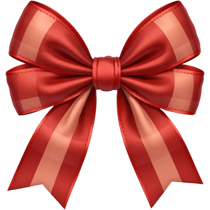 Red brown checked Bow  cute emoji