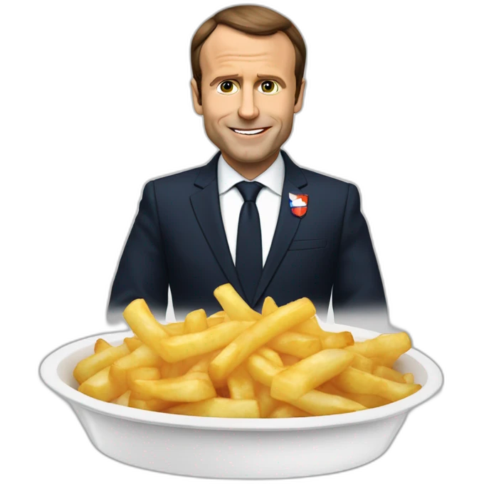 Macron boit avec poutine emoji