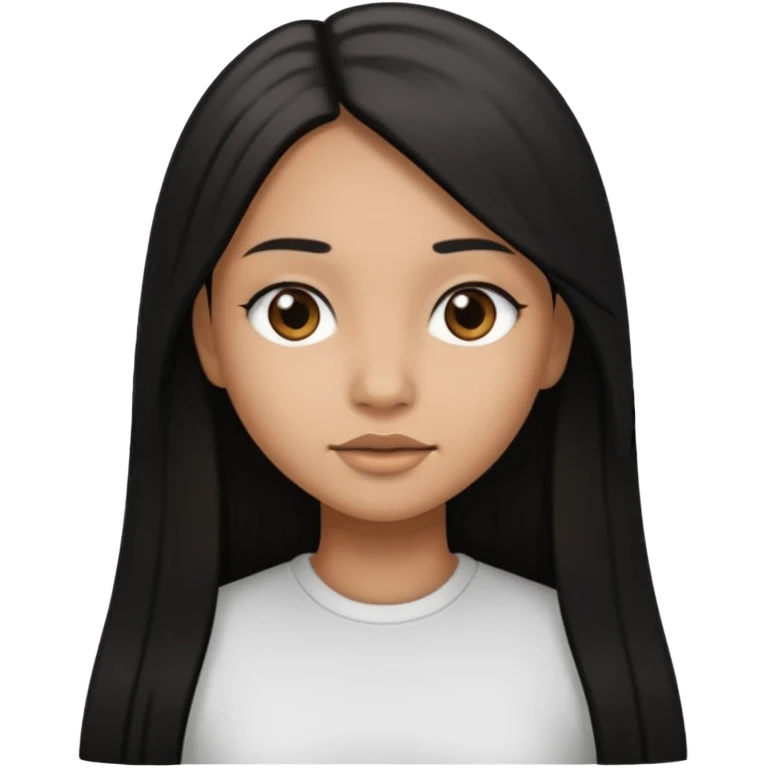 A girl in white with black long straight hair and light brown skin emoji