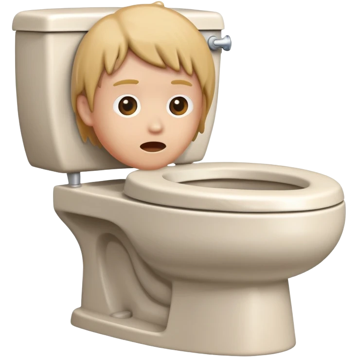 Toilet bowl with a human head peeking out from inside emoji